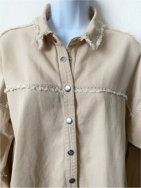Micro Stud Detail Frayed Edge Black Label C’est Toi Denim Cotton Shacket